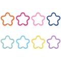Close-up of star-shaped colorful painted iron rings for DIY jewelry and keychain making - 5 Pieces/Pack (33x34mm) / Random Mixed Colors