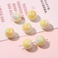 Charming iridescent cream yellow acrylic round beads for DIY bracelet jewelry making - 16mm / 4 Pieces Pack / Yellow