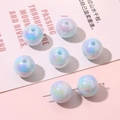 DIY colorful light blue acrylic 16mm round beads with pearl luster for jewelry making - 16mm / 4 Pieces Pack / Light Blue