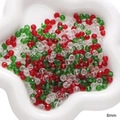 6mm facettierte Kristallglasperlen in festlichem Rot Grün und Transparent für DIY Schmuck - Transparente Facettierte Runde Perlen / 30 Stück (6mm, Loch 1mm) / Rot-Grün-Transparent-Mischung