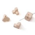 DIY cream beige acrylic L-shaped geometric beads with pre-drilled holes for jewelry - 4 Pieces Pack / Khaki