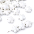 White ceramic flower bead for DIY jewelry making featuring five-petal floral design - 10 Pieces Pack / White