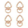 Set of 4 rose gold heart-shaped metal lobster clasps with 360-degree swivel D-rings - 27mm x 44mm (2 Pieces/Pack) / Rose Gold