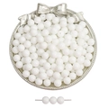 Gepolijste witte ronde glazen kralen voor DIY-sieraden maken met centraal gat - 8mm / 20 Stuks/Pak / Wit