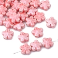 Pink Five-petal flower ceramic beads for DIY necklace and bracelet jewelry making - 10 Pieces Pack / Pink