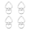 Set of four silver heart-shaped alloy spring lobster clasps for DIY keychains - 27mm x 44mm (2 Pieces/Pack) / Silver