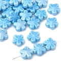 Sky blue ceramic flower bead for DIY jewelry making with smooth glazed finish - 10 Pieces Pack / Lake Blue