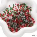 4mm Weihnachtsperlen Mix in Rot, Grün und Klar in floraler Schale für DIY Schmuckdesign - Transparente Saatperlen / 20g Packung (Ca. 260 Stk, 4mm) / Rot-Grün-Transparent-Mischung