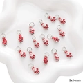 Set de 15 dijes de Papá Noel esmaltados para joyería DIY, accesorios de 9x14mm - Papá Noel de Dibujos Animados / 1 Pieza (9x14mm, Agujero 5mm) / Rojo