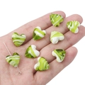 Green and white heart-shaped handmade glazed glass beads for DIY jewelry making - 15x15mm (2 Pieces) / Green and White Swirl Pattern Heart