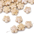 Handmade ceramic five-petal flower beads in milk tea brown for DIY jewelry crafting - 10 Pieces Pack / Light Coffee