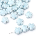Light blue flower ceramic beads for DIY jewelry making handmade necklaces and bracelets - 10 Pieces Pack / Light Blue
