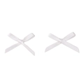 Set of two white satin ribbon bows handmade of glossy polyester for DIY jewelry design - Size Approx. 2.5x2cm, Ribbon Width 3mm / 10 Pieces Pack / White
