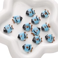Handmade light blue ceramic tropical fish beads for DIY jewelry bracelet crafting - 21x17mm, 1 Piece/Pack / Black Blue