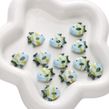 Cute light blue ceramic tropical fish beads with yellow stripes for DIY jewelry making - 21x17mm, 1 Piece/Pack / Teal