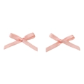 Pair of light pink satin polyester mini bows for DIY jewelry and hair accessories - Size Approx. 2.5x2cm, Ribbon Width 3mm / 10 Pieces Pack / Peach Pink