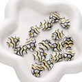 Hand-painted ceramic fish beads with black, yellow and white stripes for DIY jewelry making - 21x17mm, 1 Piece/Pack / Amber White