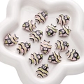Pink hand-painted ceramic tropical fish beads with green stripes for DIY jewelry making - 21x17mm, 1 Piece/Pack / Pink Black