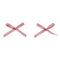 Pair of pink satin polyester mini handmade bows for DIY jewelry and hair accessories - Size Approx. 2.5x2cm, Ribbon Width 3mm / 10 Pieces Pack / Dusky Pink