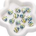 Hand-painted ceramic tropical fish beads in blue and yellow for DIY jewelry making - 21x17mm, 1 Piece/Pack / White Yellow Blue
