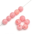 Perle di vetro vuote rosa a righe per la creazione di gioielli fai da te - Serie Rosa / 14mm