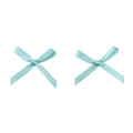Mini light blue polyester ribbon bows for handmade jewelry and DIY craft accessories - Size Approx. 2.5x2cm, Ribbon Width 3mm / 10 Pieces Pack / Cyan