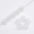 Perline di vetro cave trasparenti con strisce a spirale per braccialetti fai-da-te - 14mm (1 Pezzo/Confezione) / Bianco con Linea Bianca
