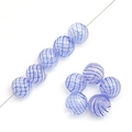 Perle in vetro cavo dipinte a mano con strisce a spirale blu per creare gioielli - 14mm (1 Pezzo/Confezione) / Onde Blu e Bianche