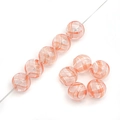 Perle di vetro trasparenti con spirali arancioni per creazione di gioielli e collane - 14mm (1 Pezzo/Confezione) / Righe Rosa e Bianche
