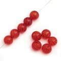 Perle di vetro rosse con spirali bianche e nere per la creazione di gioielli fai da te - 14mm (1 Pezzo/Confezione) / Base Rossa con Righe