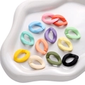 Eslabones de cadena de acrílico mate en varios colores caramelo para joyería artesanal - Hebilla Ovalada Sólida / Paquete de 10 / Colores Mezclados al Azar