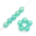 Perle di vetro cave dipinte a mano con spirali azzurre e gialle per gioielli fai-da-te - 14mm (1 Pezzo/Confezione) / Base verde con linee gialle e bianche