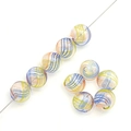 Perline di vetro cave dipinte a mano con spirali arancioni e blu per la creazione di gioielli - 14mm (1 Pezzo/Confezione) / Tartaruga Giallo Marrone