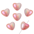 Rosa AB Herzperlen aus Acryl für DIY-Schmuck mit poliertem Polarlicht-Farbverlauf - 18x19mm (4 Stück/Packung) / Wassermelonenrot