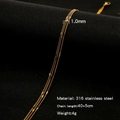 Drielaagse 18K vergulde roestvrijstalen choker halsketting met glanzende pailletten en ketting - Goud (1mm)