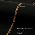Gouden 18K gelaagde rvs choker met 1,5mm kettingbreedte en 40+5cm lengte - Goud (1.5mm)