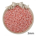 3mm red and white striped glass beads in a silver tray for DIY jewelry making - 3mm (20g/Pack) / White And Red Stripes