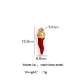 Red stainless steel cornicello chili pendant with golden crown detail for jewelry - Single Price (Vacuum Plating Enamel) / Red (HP0010G01)