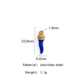 Blue enamel Italian horn pendant with gold crown cap and stainless steel measurements - Single Price (Vacuum Plating Enamel) / Blue (HP0010G02)