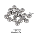 8mm silver stainless steel slider bead with 1.5mm silicone core for DIY jewelry - Silver (1.5mm Hole)