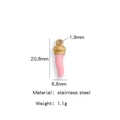 Pink chili-shaped horn pendant with gold crown cap and stainless steel finish - Single Price (Vacuum Plating Enamel) / Light Pink (HP0010G05)