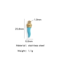 Green stainless steel chili pepper charm with crown embossed gold cap and size markings - Single Price (Vacuum Plating Enamel) / Cyan (HP0010G06)