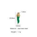 Green stainless steel Italian horn pendant with golden crown cap for DIY jewelry - Single Price (Vacuum Plating Enamel) / Green (HP0010G03)
