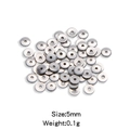 DIY 5mm silver stainless steel spacer beads with smooth finish and central hole - Silver (5mm)