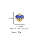 Blue enamel melting heart charm in gold plated stainless steel, 16.7mm diy jewelry part - Blue Heart Pendant (HP0033G01) / Blue