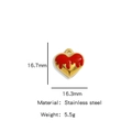 Red enamel heart pendant in stainless steel gold finish for DIY jewelry necklaces - Red Heart Pendant (HP0033G02) / Red