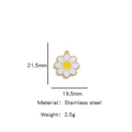 Pendentif marguerite en émail blanc et acier inoxydable doré pour bijoux DIY - Pièce Unique / Blanc