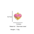 Pink heart-shaped stainless steel pendant with gold base for DIY necklace jewelry making - Rose Pink