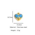 Blue heart stainless steel pendant 16.3mm with gold base for DIY necklace making - Sky Blue