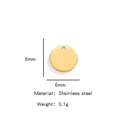 Minimalist 6mm 18K gold plated stainless steel round charm pendant for DIY jewelry - Gold / 6mm
